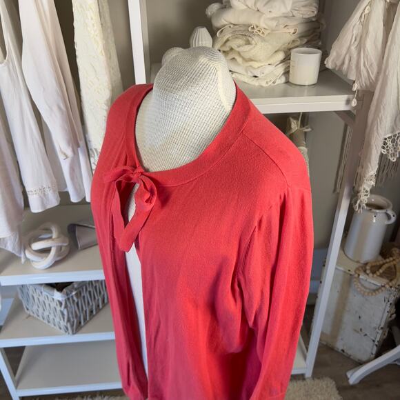 Woman within plus size 1X pink 3/4 sleeve cardigan with bow tie, Spring, #2401 - Picture 6 of 8